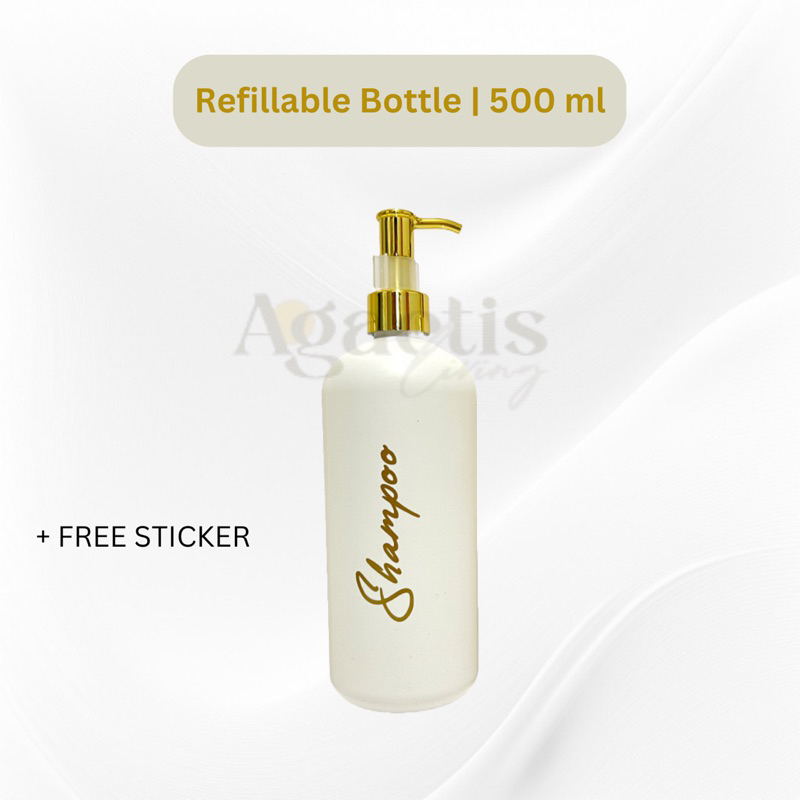 BOTOL SABUN WADAH REFILL STICKER GOLD AESTHETIC LUXURY 500 ML MURAH