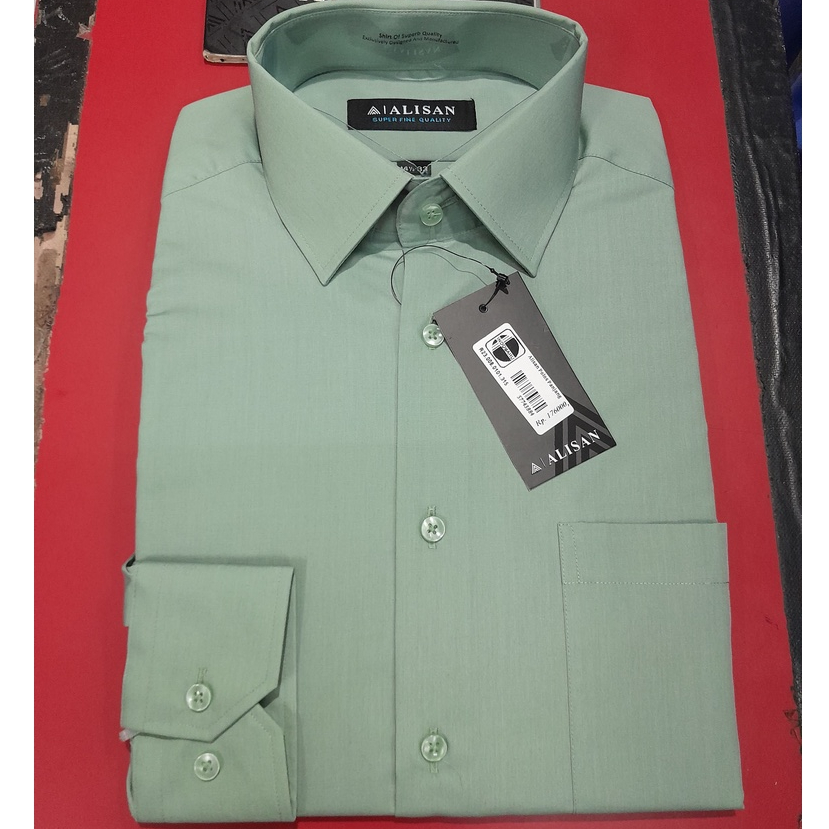 Kemeja Alisan Hijau Sage Tangan Panjang