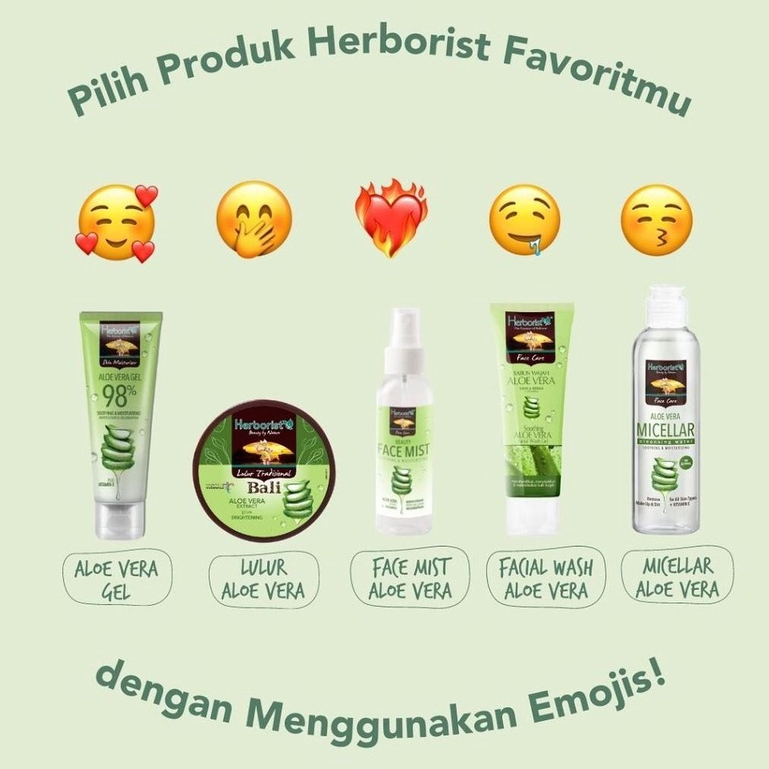 Herborist Aloe Vera Series Gel Mask Face Mist Micellar Water / Perawatan Wajah Melembabkan Menyegarkan Moisturizing Refreshing Natural 100ML 100GR 250GR