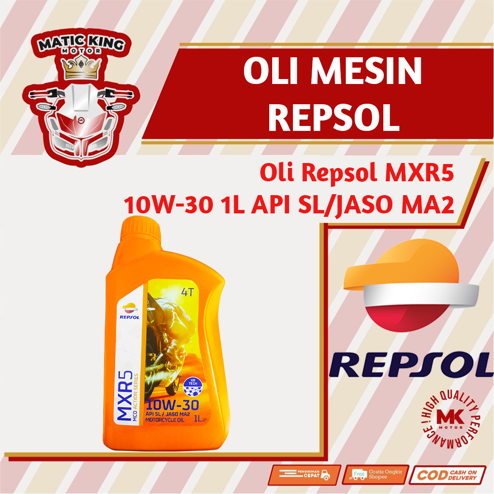 Repsol Oli Mesin MXR5 10W-30 API SL/JASO MA2 1L