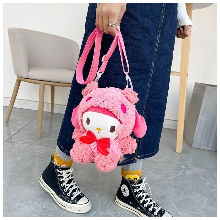 Tas boneka LOLITA bulu lucu imut gemoy Selempang Wanita Baru Boneka Mewah/Tas selempang Boneka Beruang bulu Kartun Anak-anak Tas Bulu Wanita Lembut Imut MiniTas selempang  bulu Kartun Anak-anak Tas Bulu Wanita Lembut Imut Mini