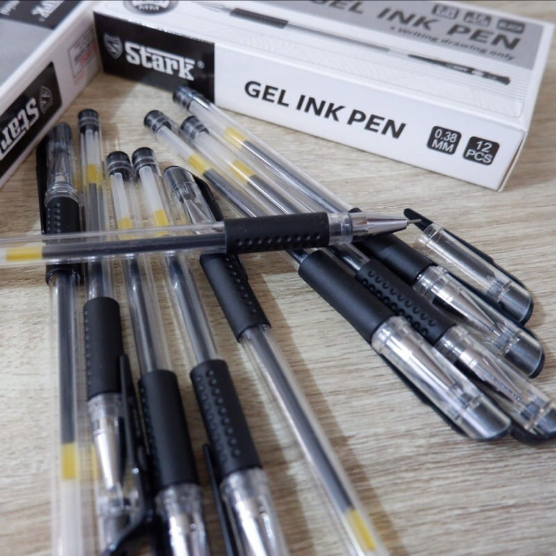 Pulpen Gel Merk Stark 0.38mm/ Ballpoint Stark Hitam