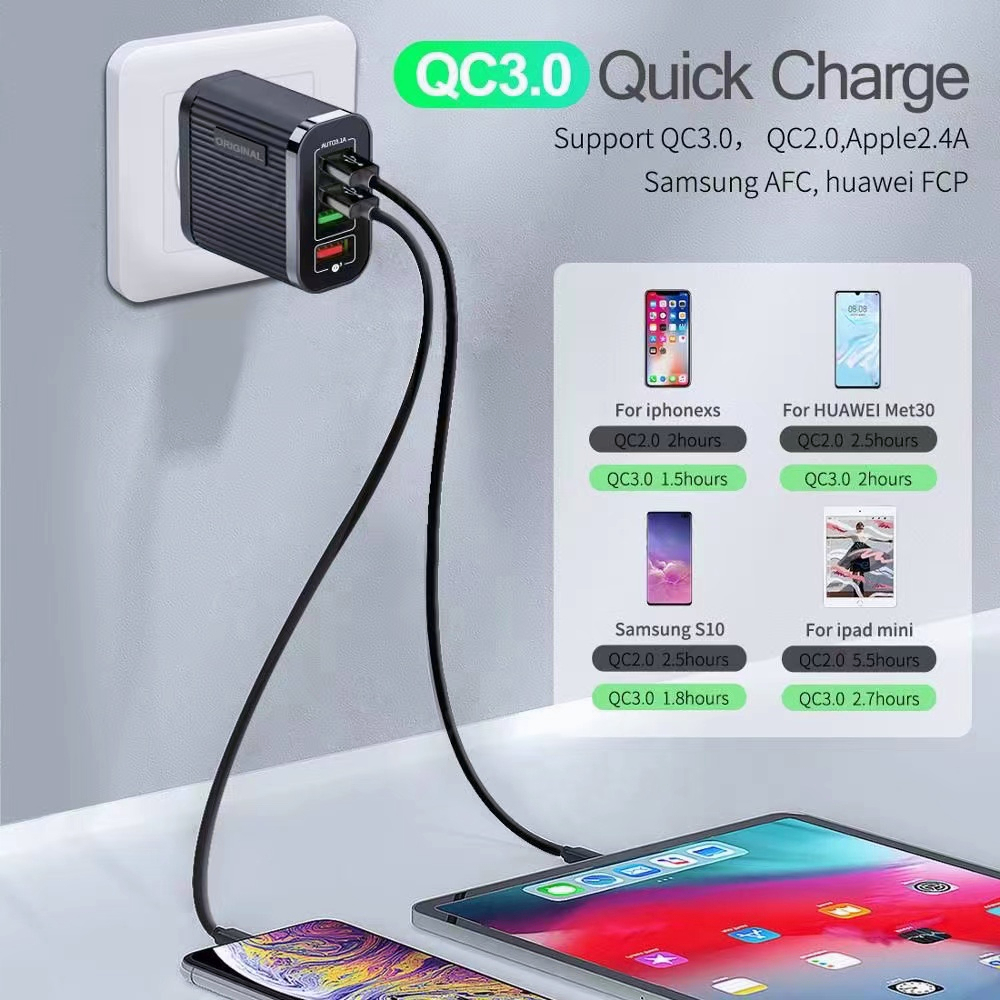 【CA025】[GROSIR/COD] fast charge Adaptor pengisi daya USB QC 3.0 4 port tidak mendukung pengisian cepat