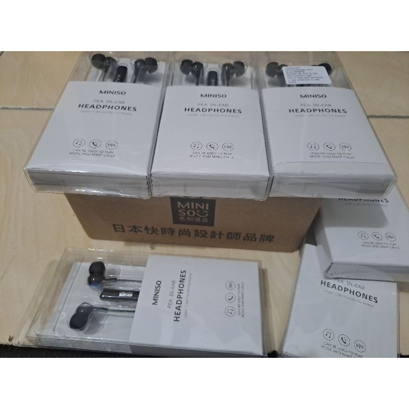 Miniso Pea in Ear Headphone Earphones Bass with Mic - penghabisan 5 pack