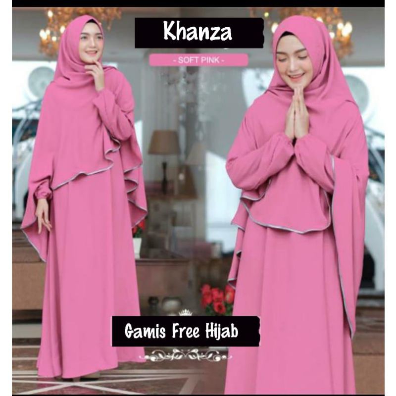 Baju Gamis Dress Pesta Kondangan Muslim Syari Busui Polos Wanita Ukuran  S M L XL XXL JUMBO KHANZA P