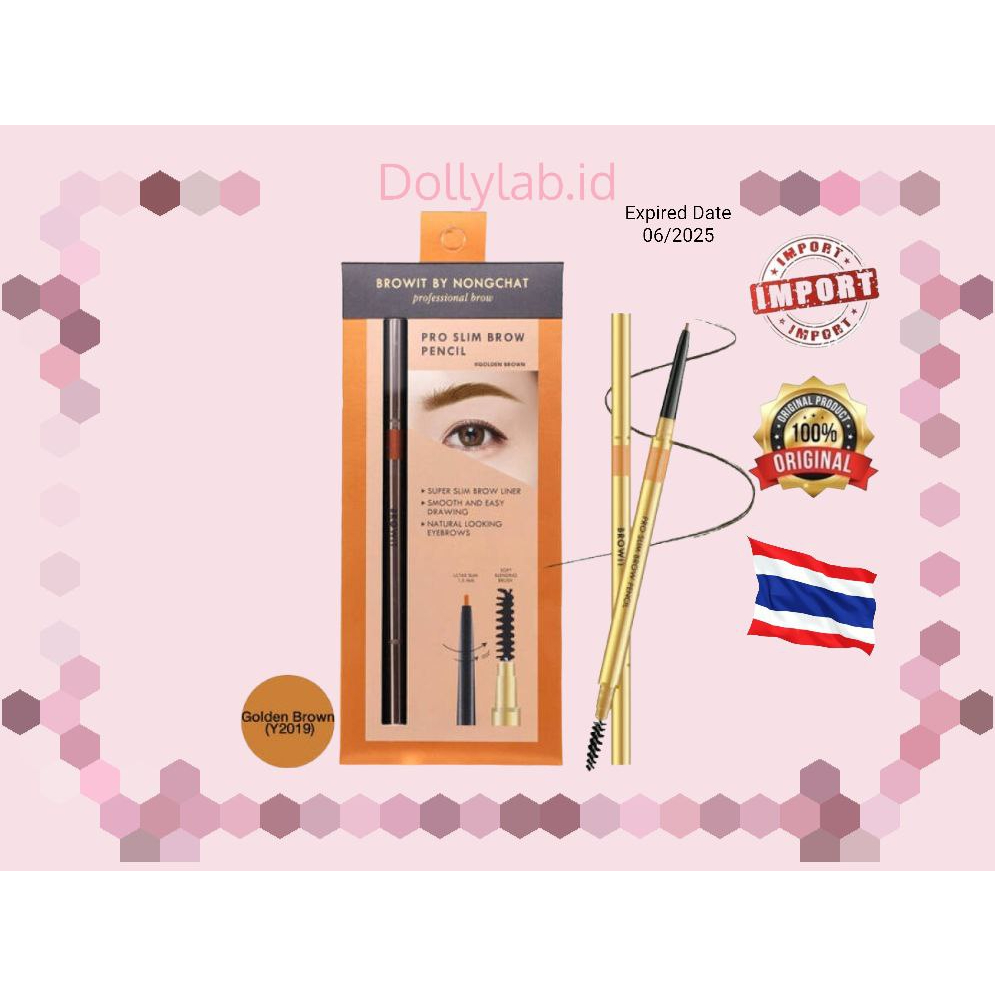 BROWIT BY NONGCHAT Pro Slim Brow Pencil 100% ORIGINAL THAILAND