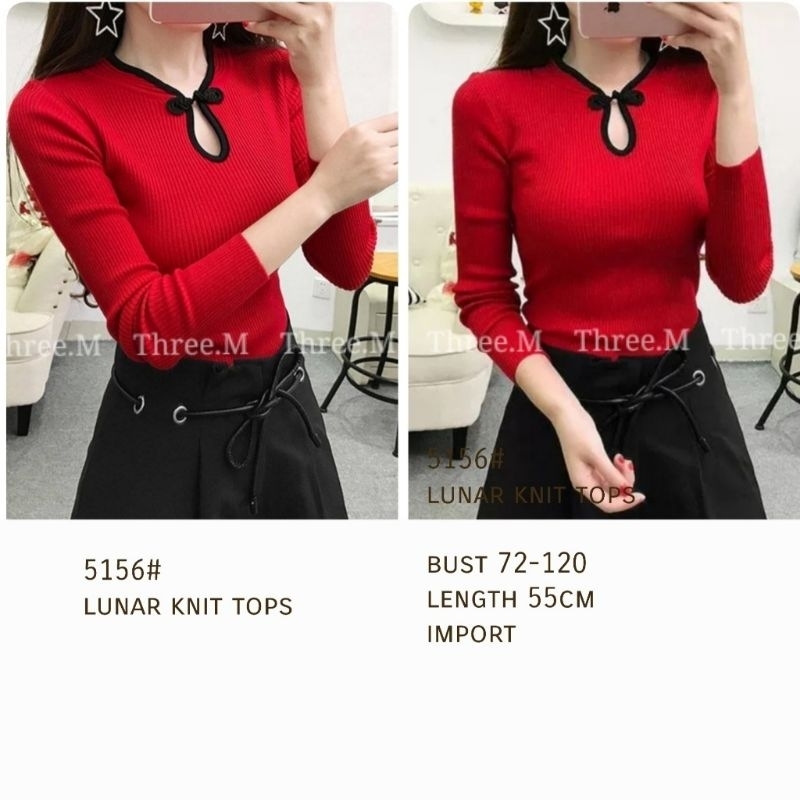 MDLV ~ CNY5156# Lunar Knit Top Cheongsam Rajut Import