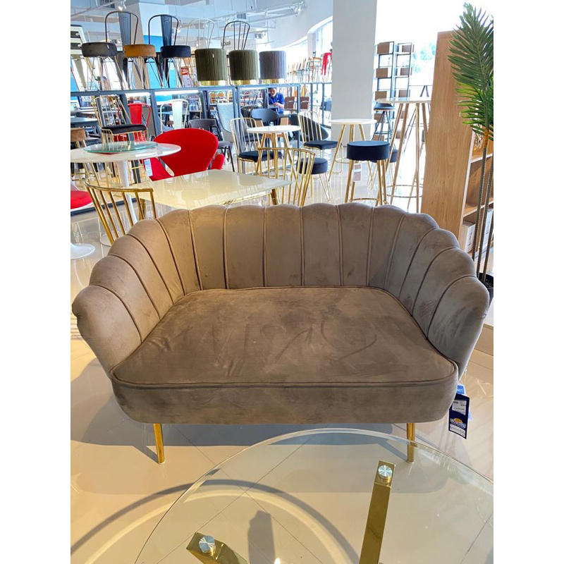 SOFA KERANG 2 SEATER DAN 3 SEATER KAKI PIPA BESI GOLD