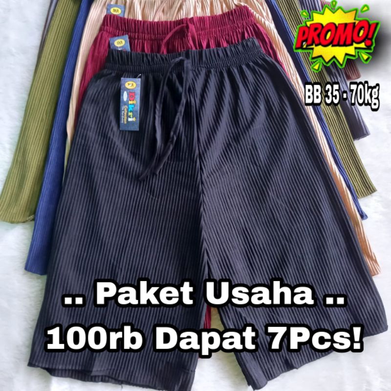 100RB DAPAT 7PCS CELANA KULOT LIDI PLISKET PENDEK 7/8 CELANA KULOT LIDI PLISKET SANTAI DIRUMAH / KULOT LIDI PENDEK / CELANA KULOT LIDI PENDEK SANTAI MINIMALIS / KULOT LIDI PENDEK 7/8 VARIASI TALI / CELANA KULOT LIDI PENDEK 7/8 NEW!