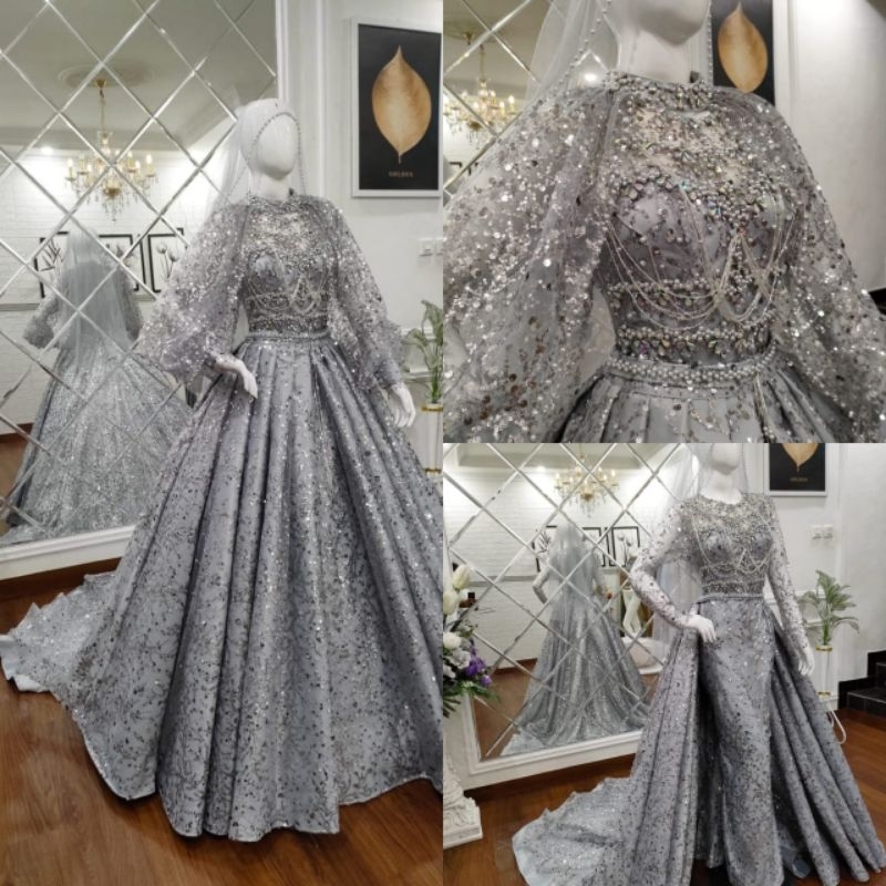 NEW GAUN PENGANTEN CRONOLIN 2 IN 1  /BAJU PENGANTIN MODEL TERBARU/GAUN SLIM DRESS/GAUN MODREN /GAUN PENGANTIN BEREKOR/WEDDING DRESS