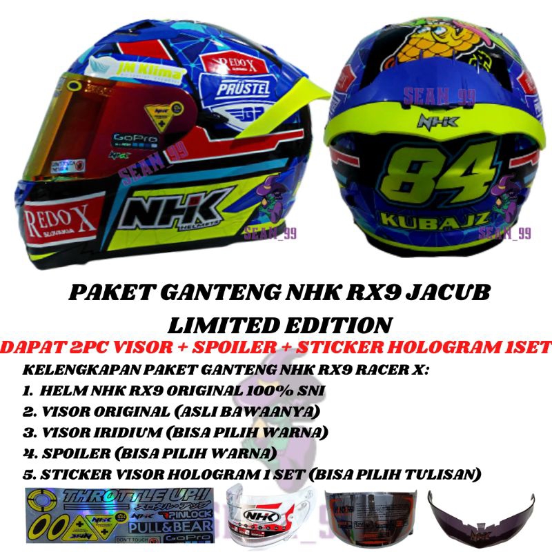 HELM NHK RX9 JAKUB NHK RACER X NINE JACUB KORNFEIL LIMITED EDITION DOUBLE VISOR FULL FACE ORIGINAL S