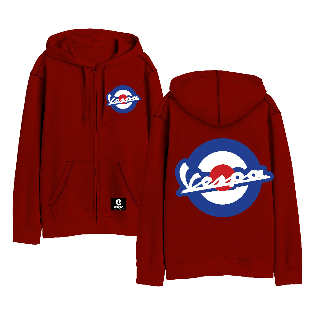 BRIGO X VESPA MOD Sweater Hoodie Resleting  Sablon DTF Fleece Cotton II BRIGO X VESPA MOD Zipper Jumper Hoodie II M-XXL (Pria &amp; Wanita) Free stiker&amp;Gantungan Kunci