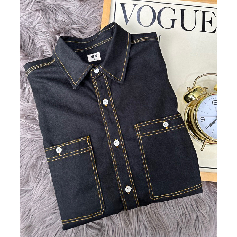 Gu by unq pocket denim blouse