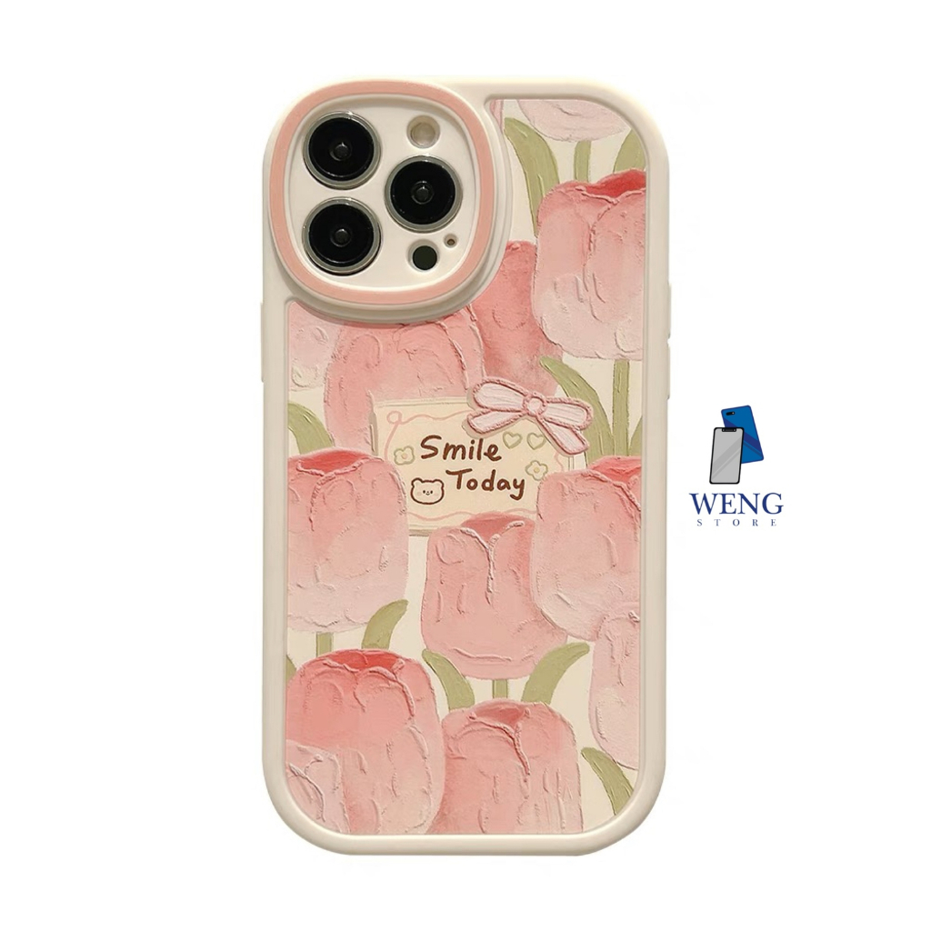 Case Tulip Pink For Oppo A16K A1K A95 A74 A76 A96 A9 2020 Realme C11 C31 C35