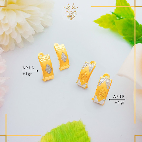 ANTING EMAS ASLI GOLD 8K ANTING KLIP DEWASA MODEL POLOS DENGAN UKIRAN KLASIK SIMPEL ELEGAN - AP 1A 1