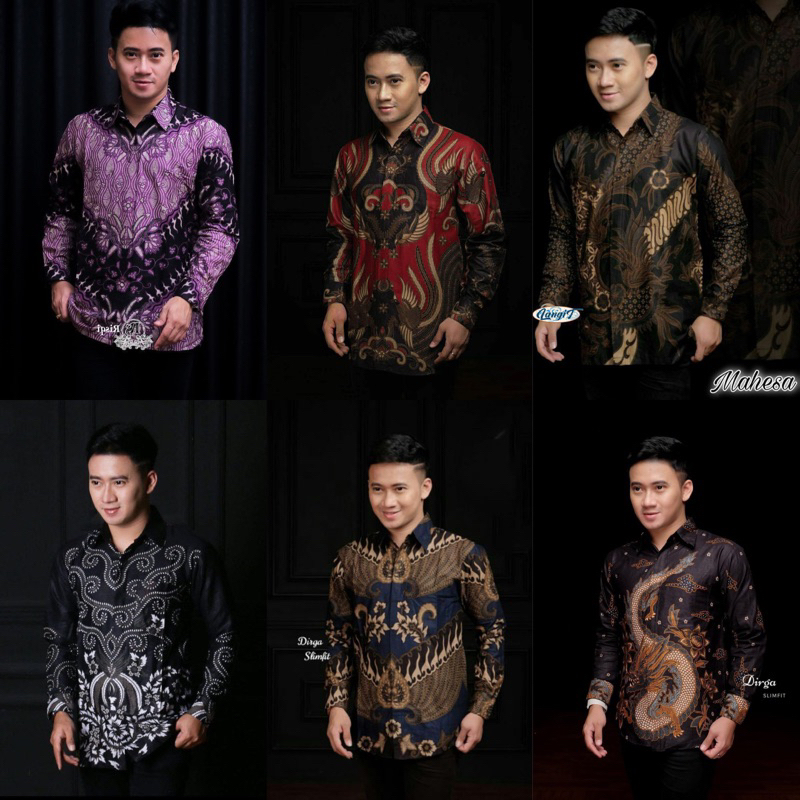 Kemeja Batik Pria Modern Lengan Panjang Casual Modis Slim Fit Trendy Masa Kini OL 162