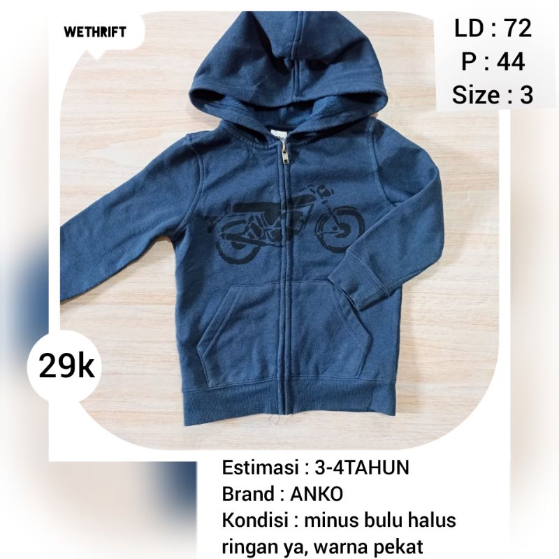 Jaket anak Anko usia 3-4tahun