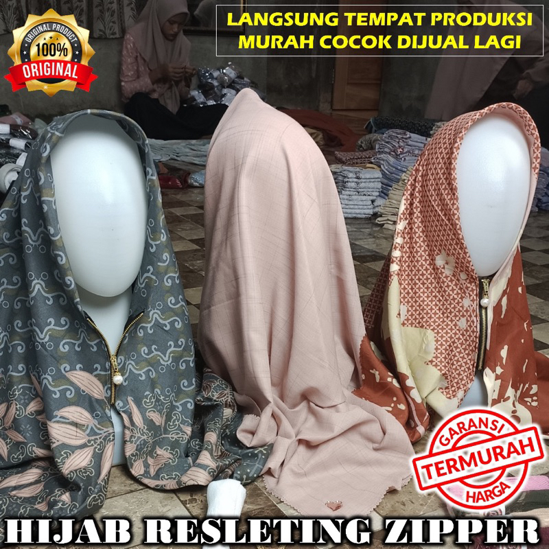 hijab instan ziper hijab segiempat instan ziper motif voal