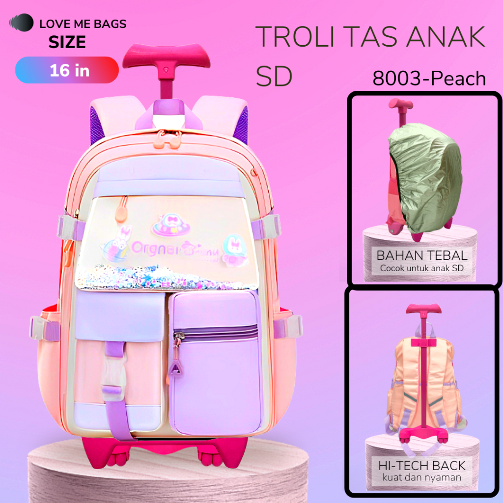 LMB Tas Troli Anak Sekolah Perempuan SD Remaja Import Bahan Nilon Premium Tebal Kuat