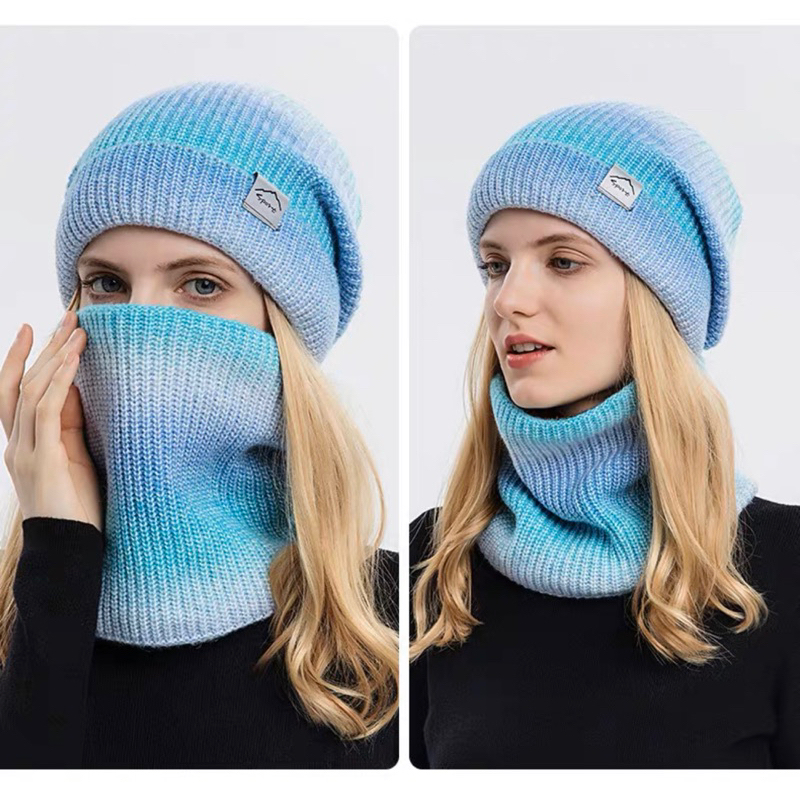 Topi beanie hat winter musim dingin tie dye rajut hangat inner bulu thermal import kupluk wanita pria unisex