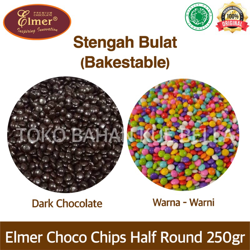 ELMER Choco Chips (Half Round) DARK / RAINBOW 250gr