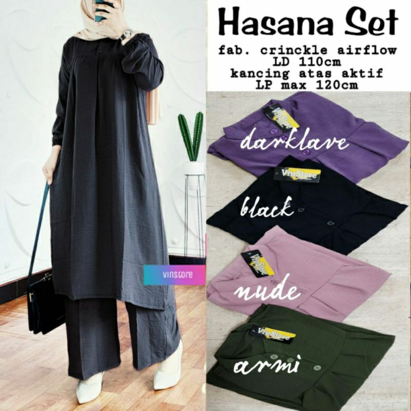 Baju setelan wanita hasana set by vinstore