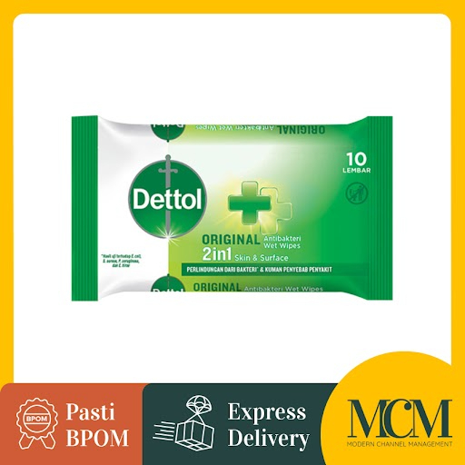 Tisu Basah Dettol Anti Bakteri - Wipes isi 10 Sheets