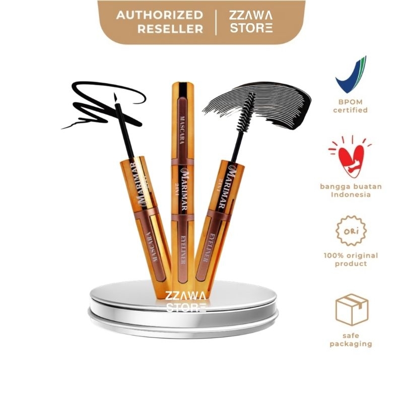 MARIMAR 2in1 Mascara &amp; Eyeliner Black BPOM | Waterproof &amp; Volumizing