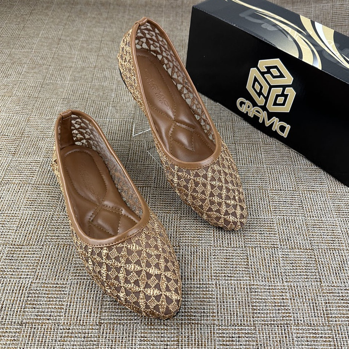 Sepatu Flat Wanita Bahan Brukat Premium JA-75 GRAVICI