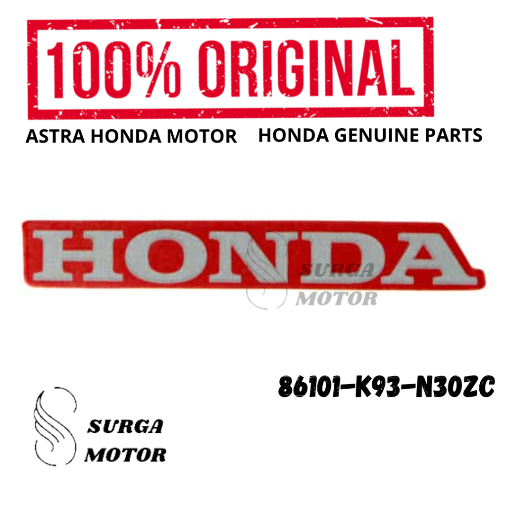Stiker Emblem Tempelan Mark Tulisan Honda 65MM Type 3 Merah Scoopy eSP K93 K2F Original AHM 86101-K9