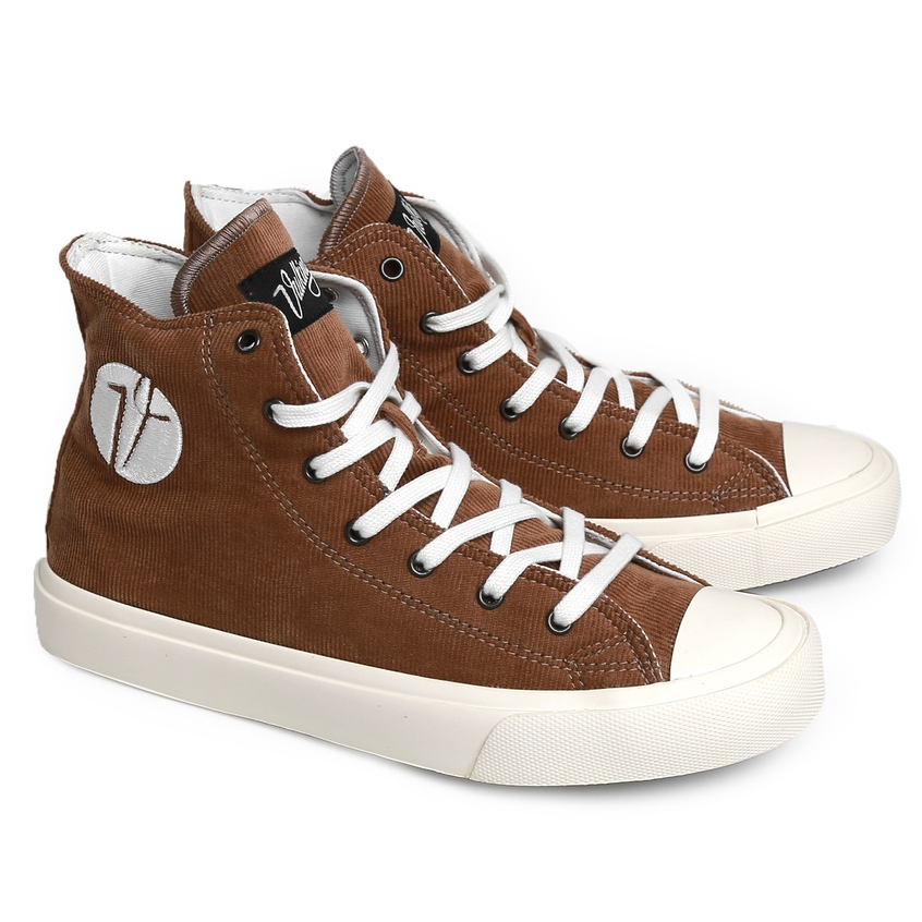 Vulking Sepatu Sneakers Basic High Pria Casual Street Style PALERMO HI BROWN Corduroy Original