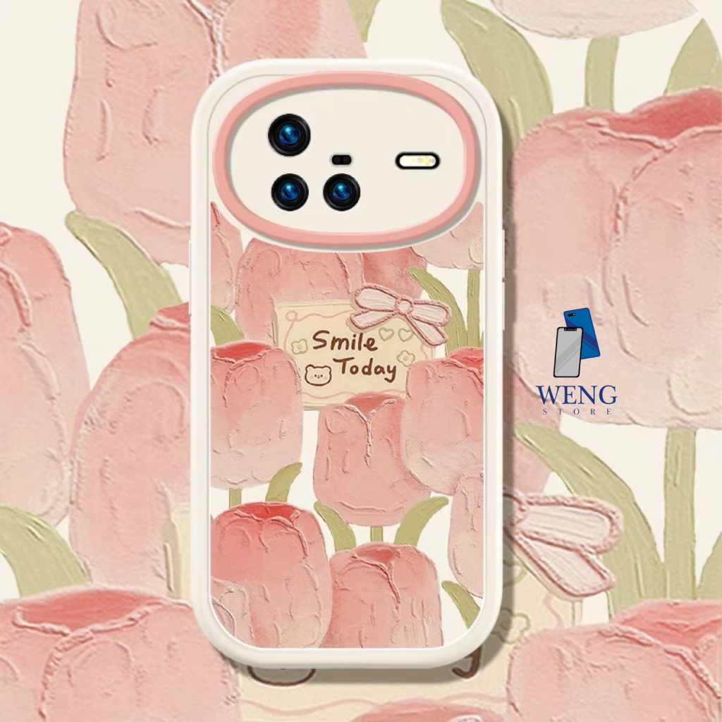 Case Tulip Pink For Oppo A16K A1K A95 A74 A76 A96 A9 2020 Realme C11 C31 C35