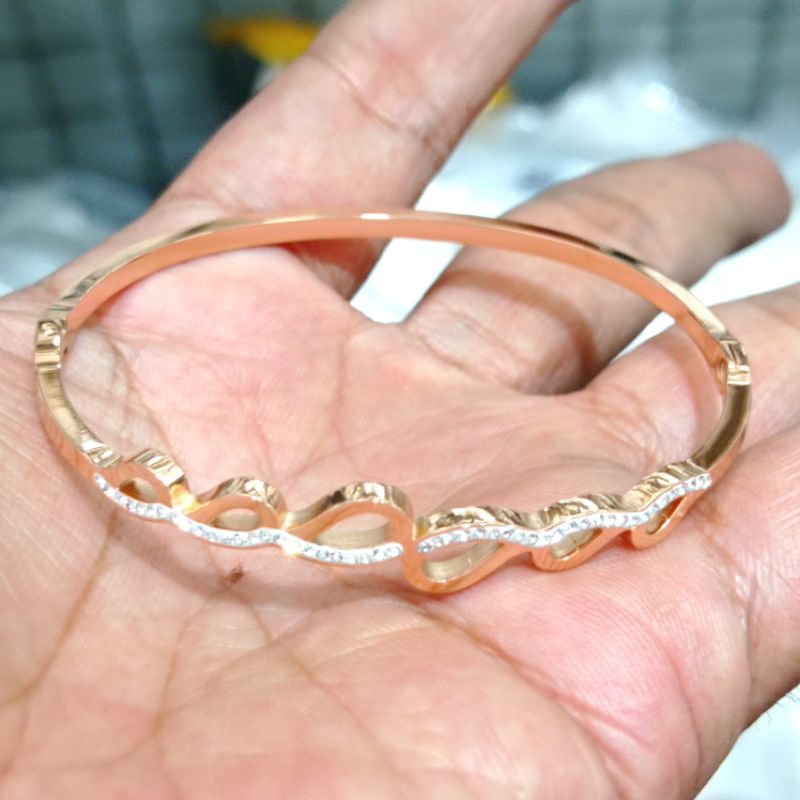 Gelang titanium bangle anti luntur titanium rose gold