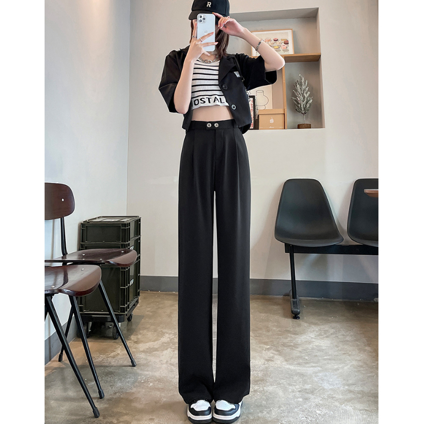 New hitam straight celana wanita terbaru import cewek premium highwaist