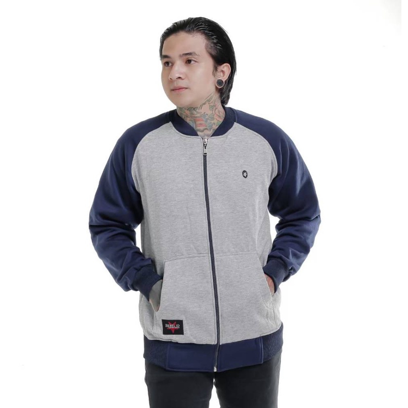 Jaket Sweater Polos Model Reglan Bomber Baseball Varsity size L-XL Pria-Wanita ( Unisex )