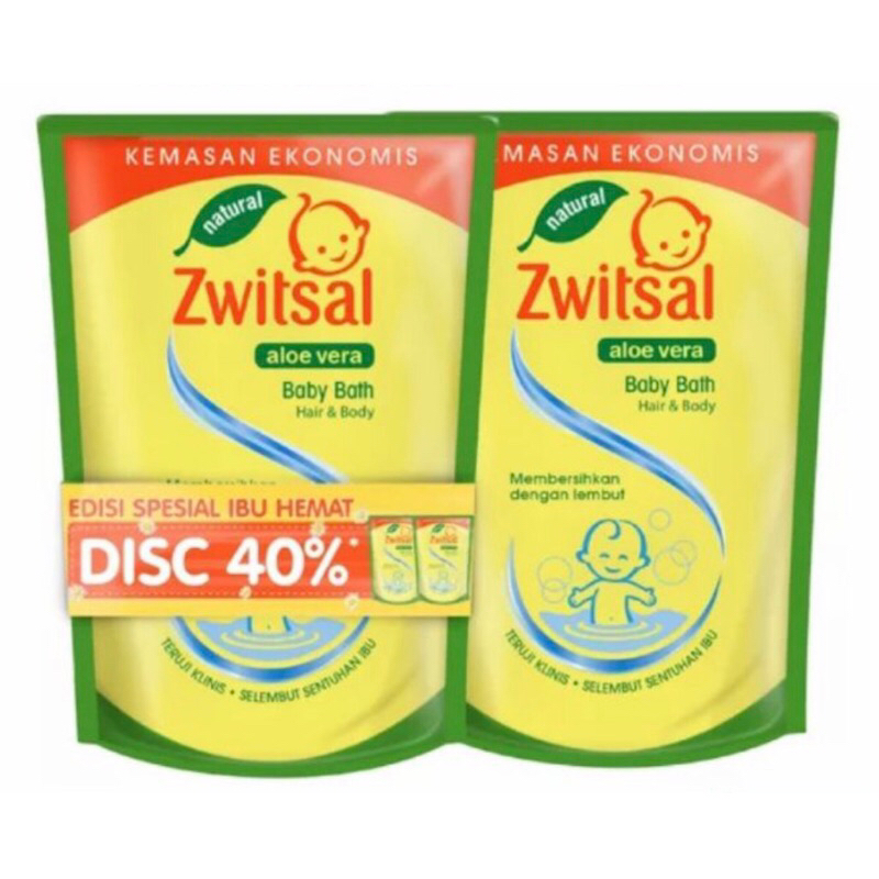 Zwitsal Baby Bath 2in1 Hair and Body Sabun Mandi Bayi Natural Aloe Vera 450ml kemasan refill