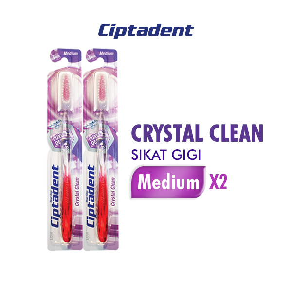 Ciptadent Sikat Gigi Crystal Clean Medium x2