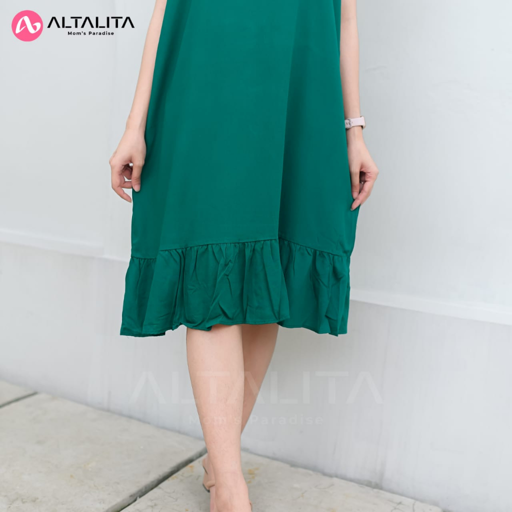 Altalita - Daster Polos Non Busui Bahan Rayon Premium | Daster Kekinian Polos Panjang Selutut Rempel Bawah | Daster Viral Polos Jumbo LD 120