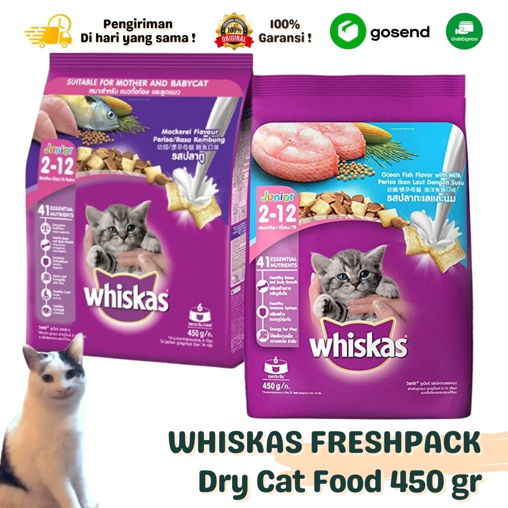 Makanan Kering Dry Cat Food WHISKAS Junior Freshpack 450gr
