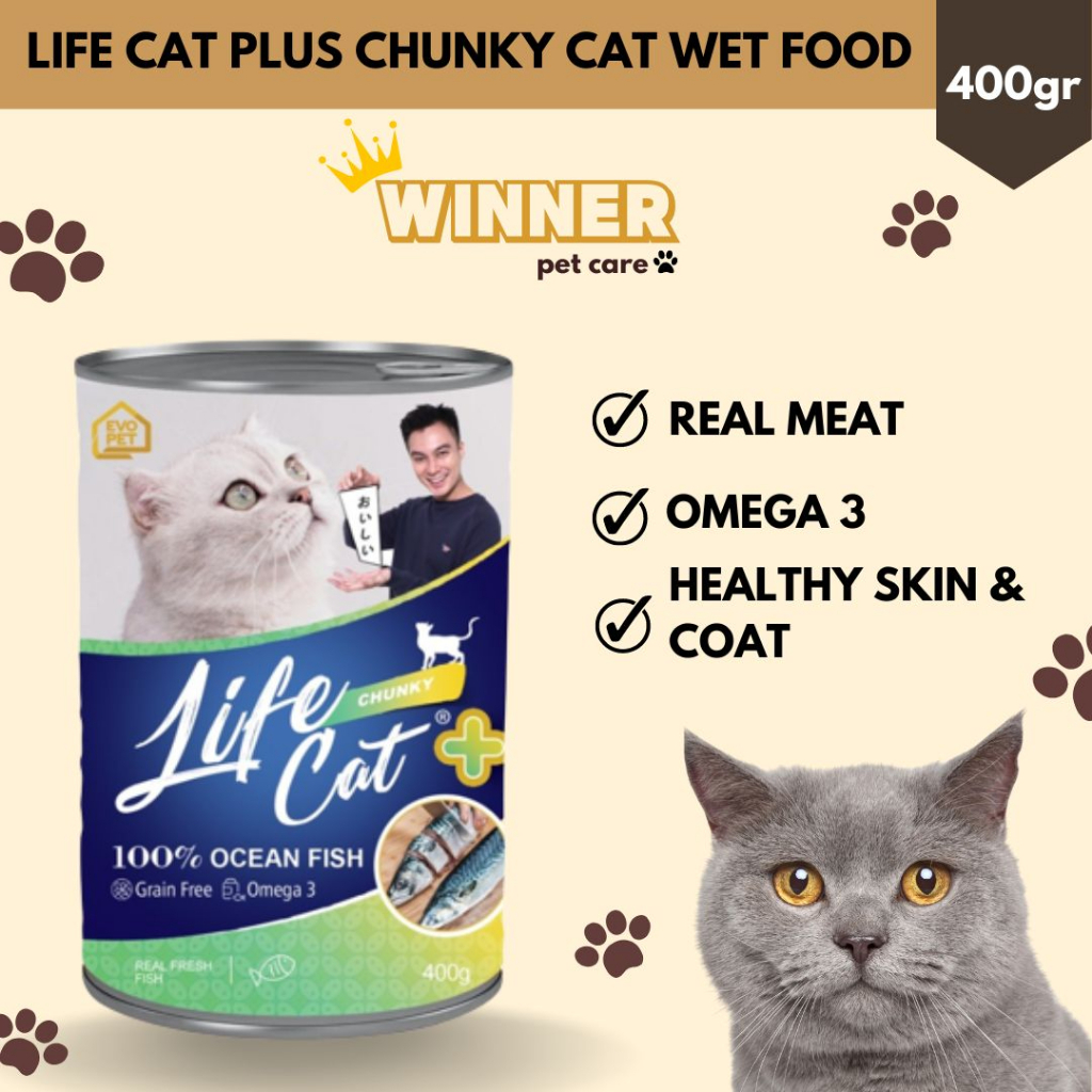 LIFE CAT Plus Chunky Wet Cat Food Kaleng 400gr