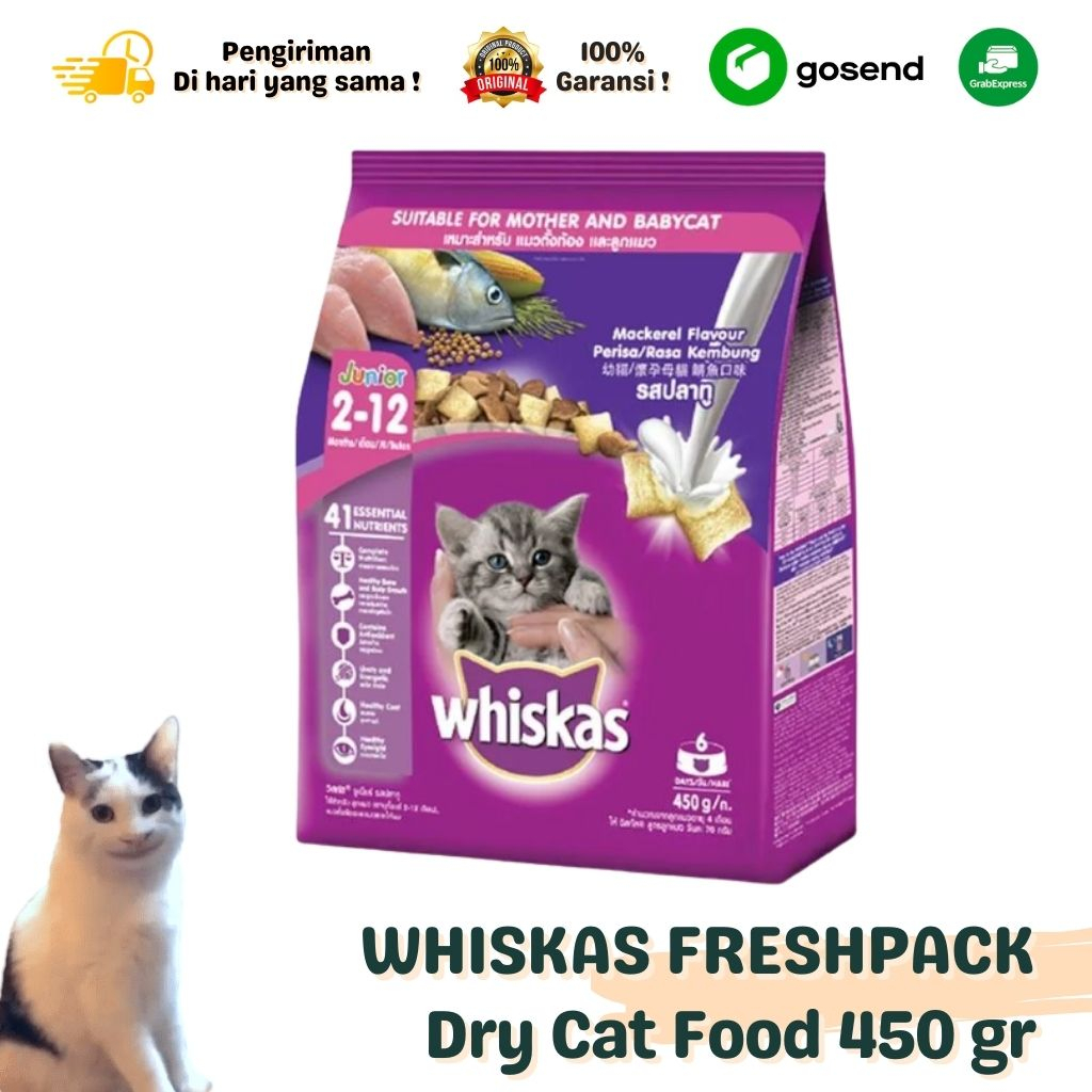 Makanan Kering Dry Cat Food WHISKAS Junior Freshpack 450gr