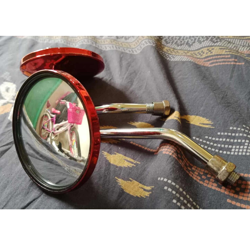 Spion Kaca Retro Bulat 1 Set Kanan Kiri Merah Sepion Honda Bulat Retro