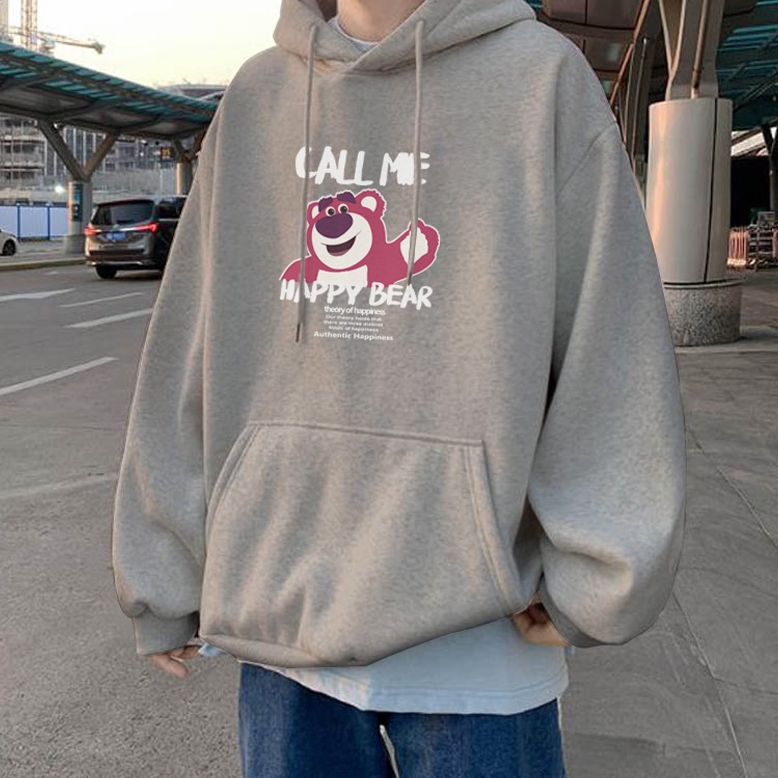 Hoodie Lotso Happy Bear Oversize Korean Street Style Wanita Dan Pria Terbaru Size L - XL - XXL - XXXL