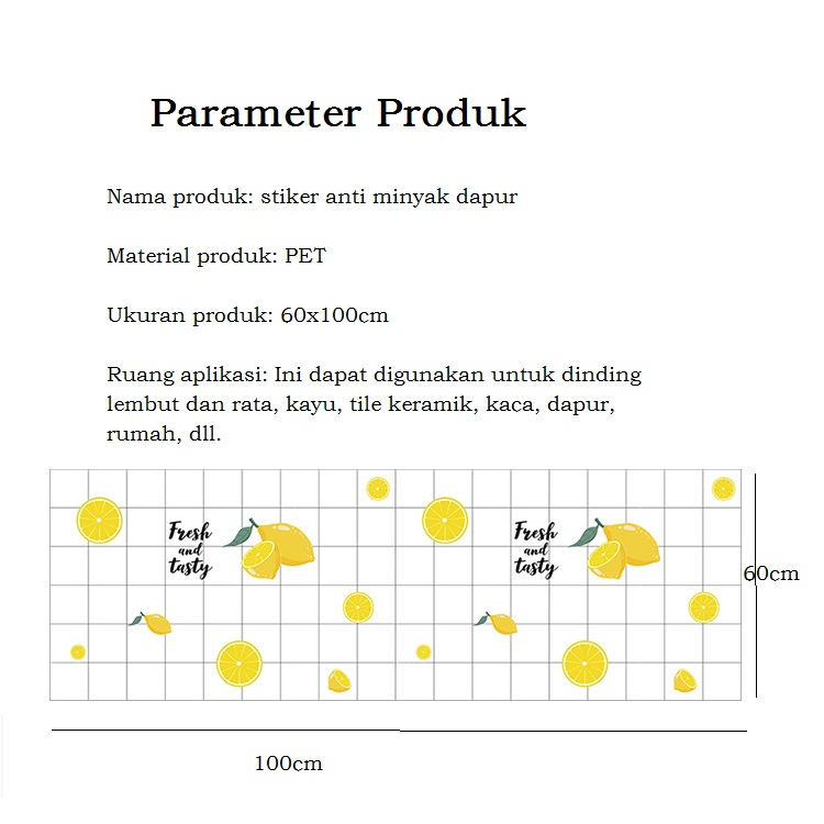 Mi.more Stiker Dinding Stiker 60x100cm Anti Minyak Tahan Panas Dapur Dapur Stiker Dinding