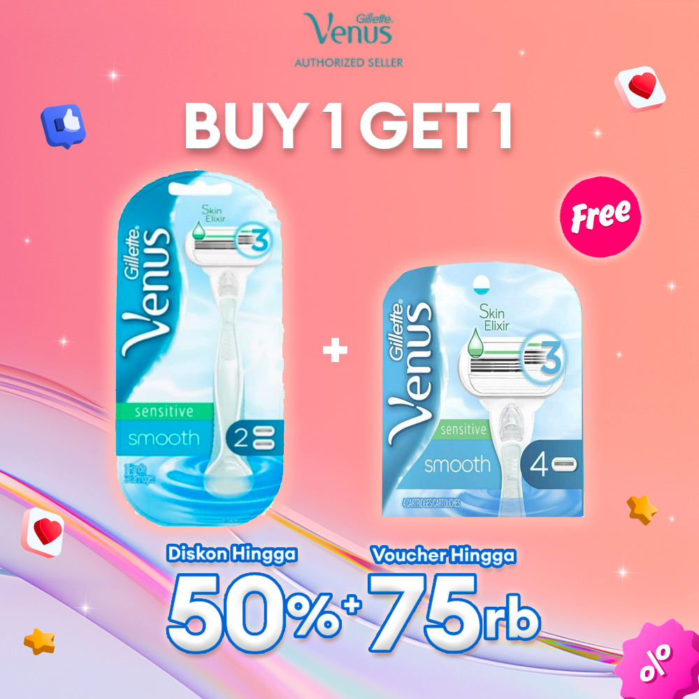 Gillette Venus Sensitive Pisau Cukur Wanita 3 Pcs - Alat Cukur Manual Sensitive