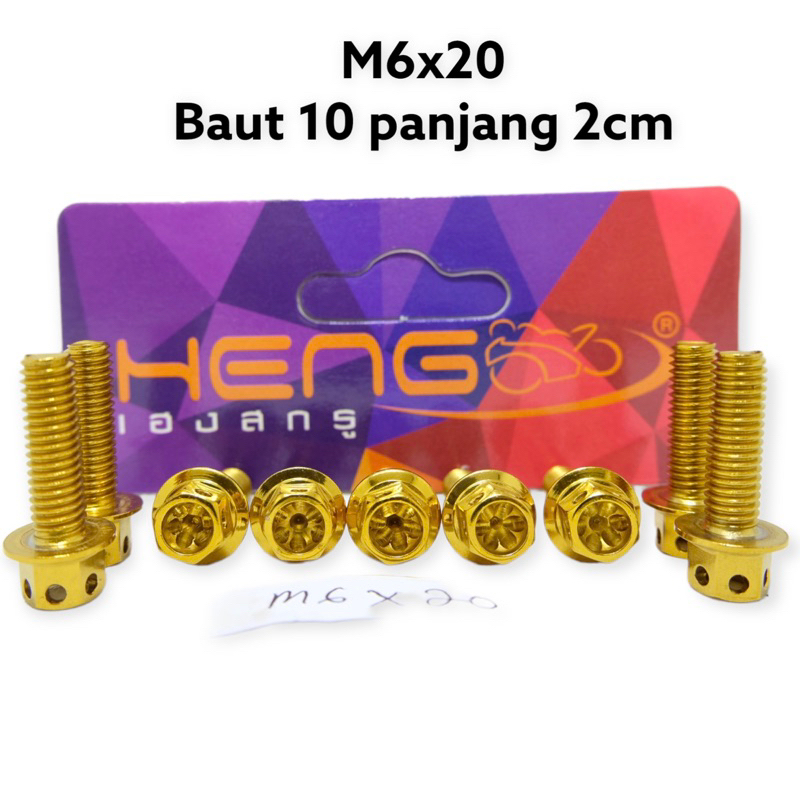 baut probolt flower gold HENG m6x20 6x20 drat 10 panjang 2cm