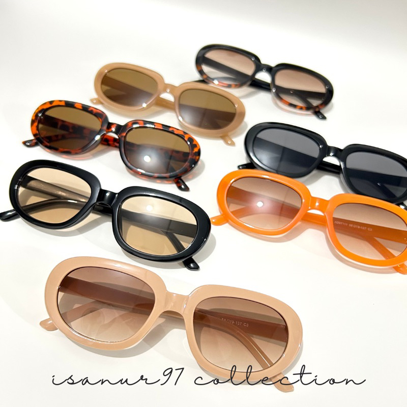 Oval Sunglasses (7 Warna) / Kacamata Bingkai Oval Kecil Gaya Vintage Retro Untuk Pria Dan Wanita