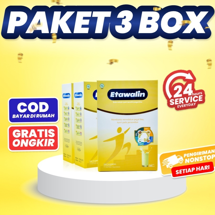 

PAKET 3 BOX ETAWALIN - Paket Sembuh Radang Sendi Nyeri Tulang Cegah Osteoporosis Osteoartritis Pengeroposan Tulang Susu Kambing