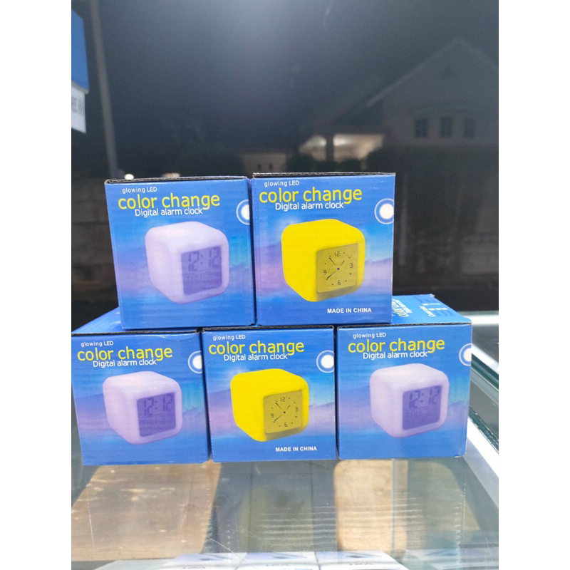 Jam Kubus Digital/Jam Moody Kubus Alarm/Jam Meja Digital Lampu Glowing Led/Jam Weker