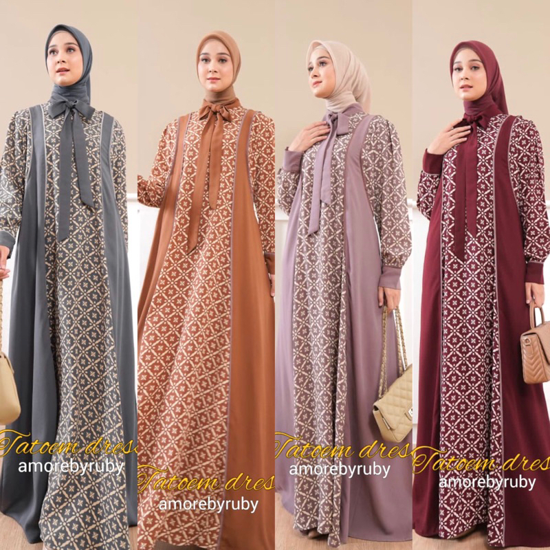 TATOEM DRESS MUSLIM WANITA AMORE BY RUBY GAMIS TERBARU LEBARAN 2023 MOTIF BUNGA BUSUI COD
